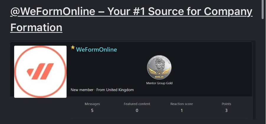 WeFormOnline trusted provider profile